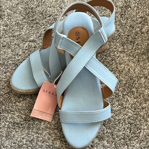 Serra Women's Light Blue Cross-Strap Sandals